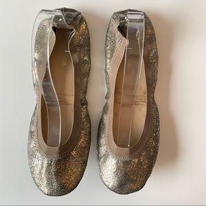 YOSI SAMARA Metallic Bronze Foldable Ballet Flats